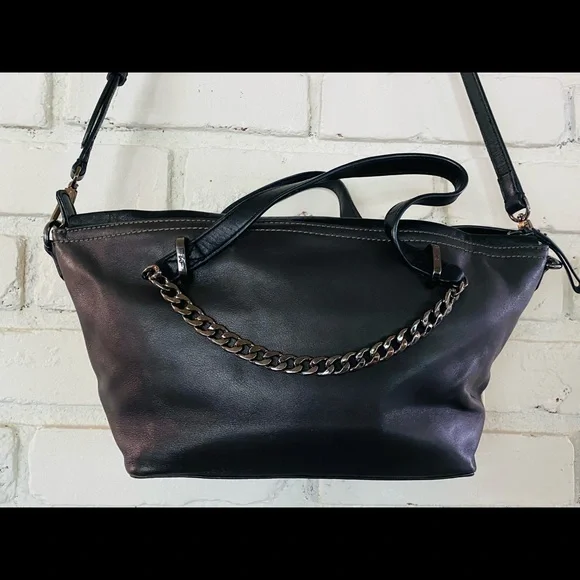 - Halston Heritage Black /gray White Satchel Handbag - Picture 3 of 10